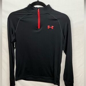 Black & Red Base Layer Quarter Zip Pullover Jacket Warmup SZ Large‎ Under Armour